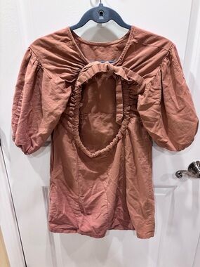 HYFVE Rust Open-Back Puff Sleeve Tunic